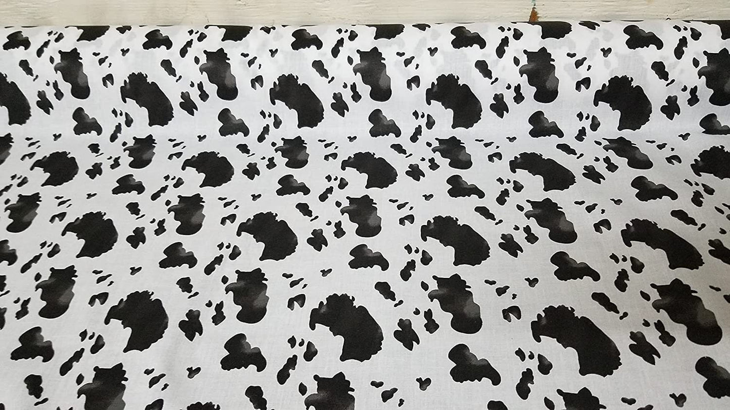 ad poly cotton White/Brown Cow Poly Cotton 58 Inch Fabric Sold by The Yard