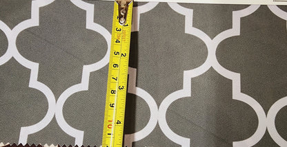 Outdoor Waterproof Upholstery Moroccan White on Grey Canvas fabric 60" Wide