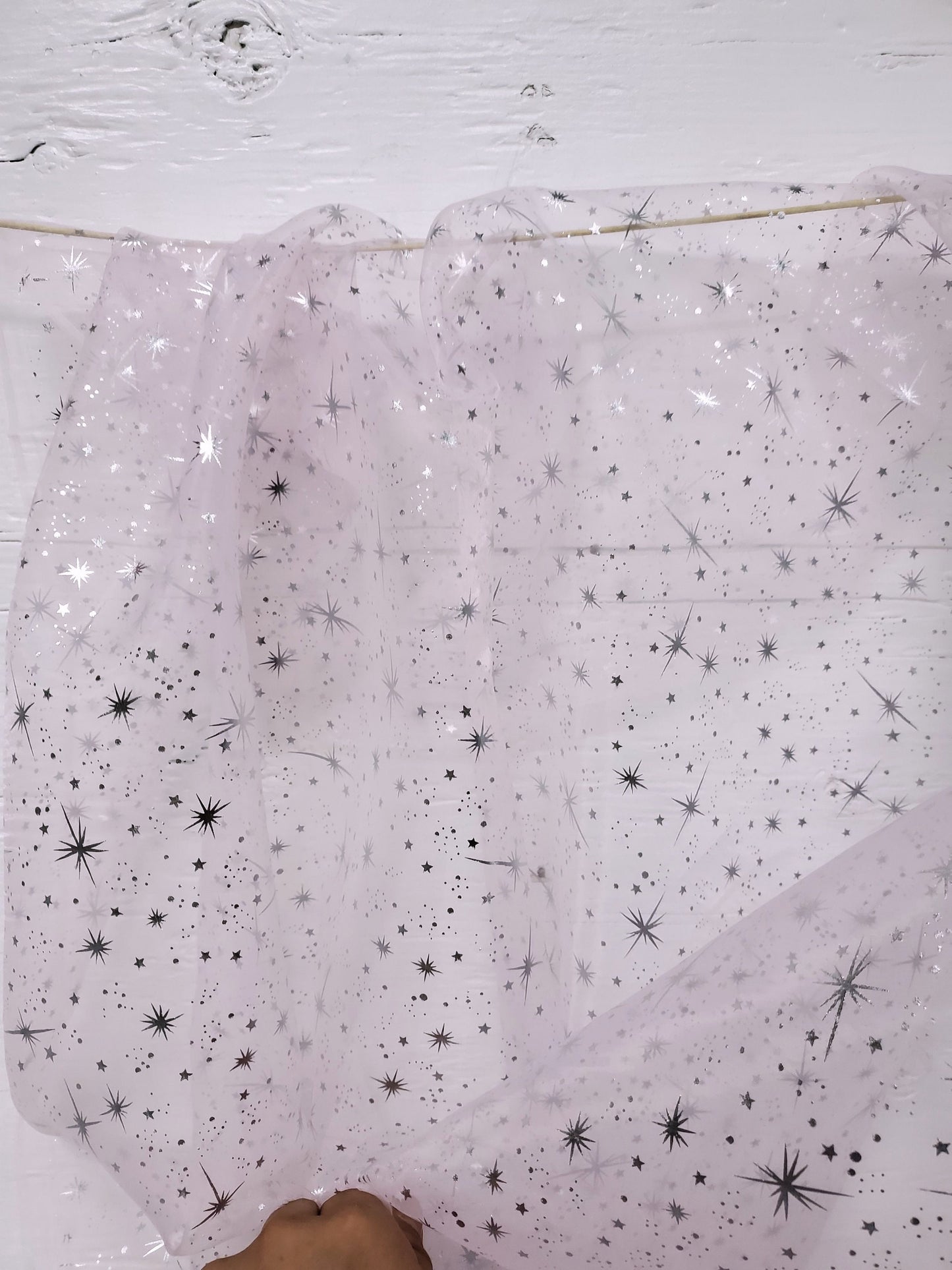Starburst Ligth pink Foil on White Sheer Organza Fabric by The Yard  58 Inch Wide Fabric by The Yard