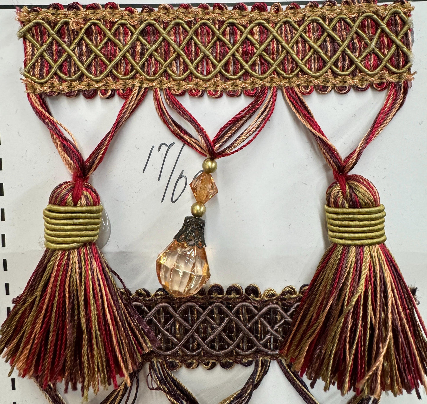 3.5” Tear Drop Beaded Trim Fringe Gimp Top Sold By The Yard Taupe / Clear Ivory Tassel Trim Fringe Fabric  for Decoration