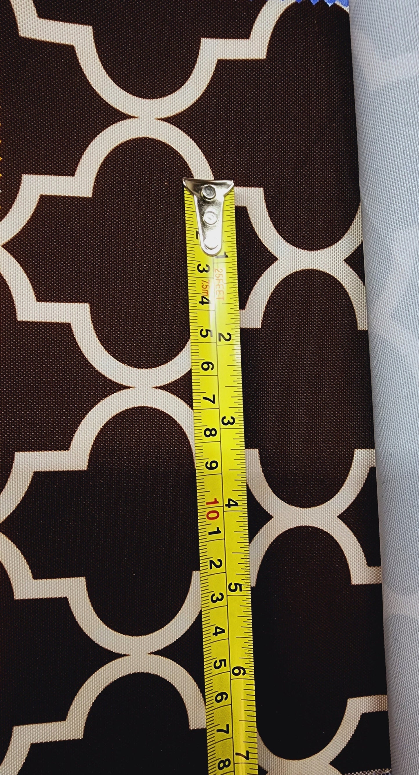 Outdoor Waterproof Upholstery Moroccan White on Black Canvas fabric 60" Wide