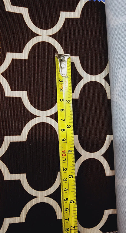 Outdoor Waterproof Upholstery Moroccan White on Black Canvas fabric 60" Wide