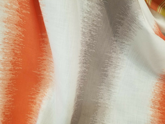 100% Linen Fabric, Luxurious Burnt Orange Woven Linen Stripe Drapery Upholstery Fabric, 54" wide, sold by yard
