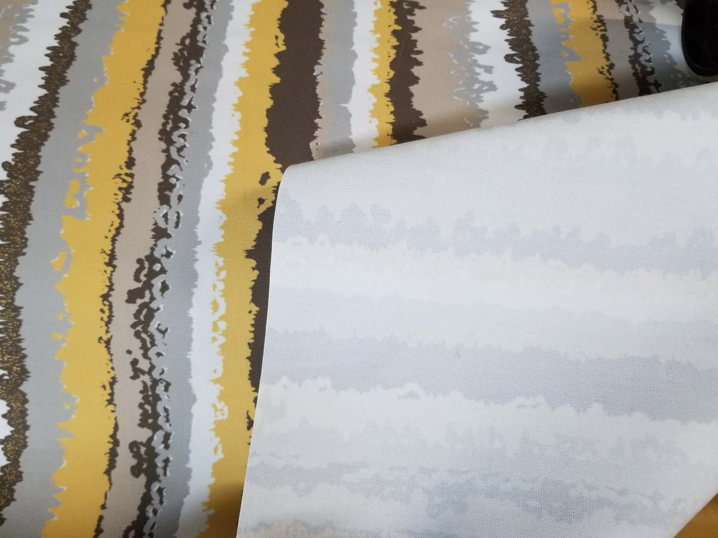 Waterproof Outdoor Canvas Patio Fabric, Multi Striped Brown,Gray/Yellow fabric, water repellent sold by yard, 58" wide