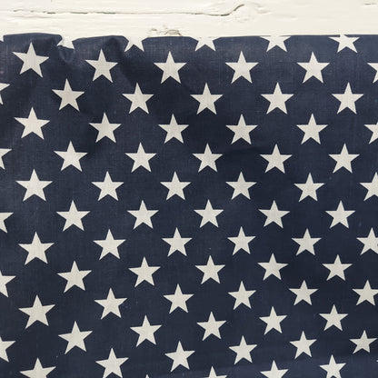 Ad Fabric, Poly Cotton American Star Navy Blue Print by The Yard, 58” Wide