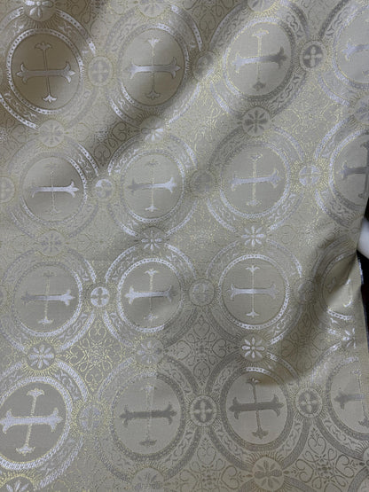 Liturgical Brocade,Church Gorgeous Cross acetate brocade Fabric Cross Brocade Light Gold 58" Wide