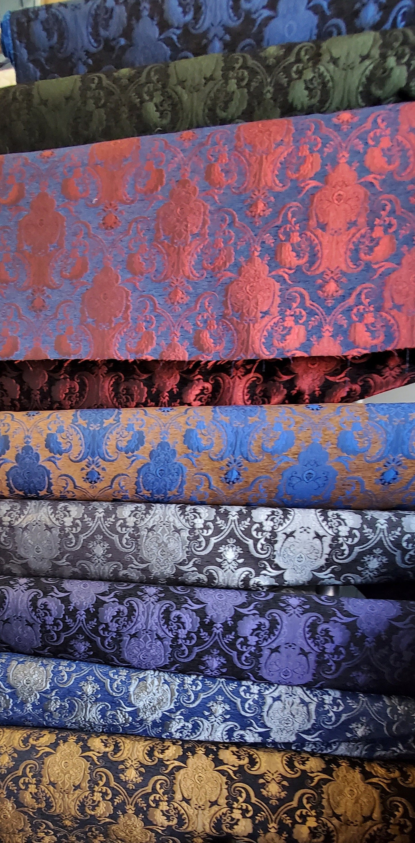 Chenille BAROQUE UPHOLSTERY Fabric Jacquard Damask, 58" wide , sold by yard in continuous yards