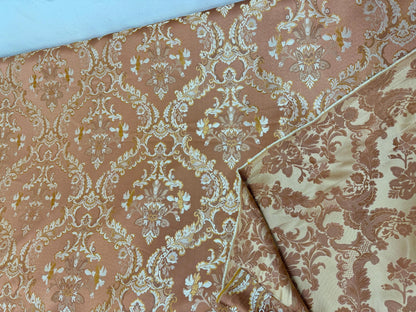 Damask Jacquard Brocade, victorya Classic Fabric 110" Wide, Color Rose/gold, Sold by Yard