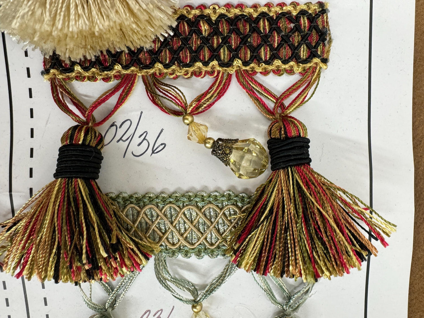 3.5” Tear Drop Beaded Trim Fringe Gimp Top Sold By The Yard Taupe / Clear Ivory Tassel Trim Fringe Fabric  for Decoration