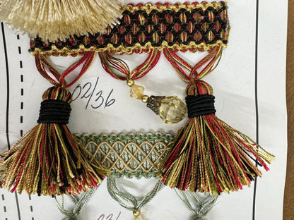 3.5” Tear Drop Beaded Trim Fringe Gimp Top Sold By The Yard Taupe / Clear Ivory Tassel Trim Fringe Fabric  for Decoration