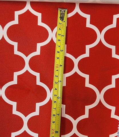 Outdoor Waterproof Upholstery Moroccan White on Red Canvas fabric 60" Wide
