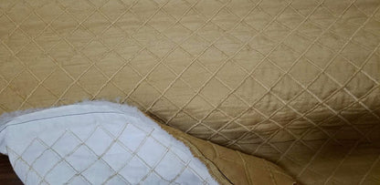 ad fabric Quilted Dupioni Faux Silk Poly Shantung, Color Light Gold 58" Wide, Sold by Yard