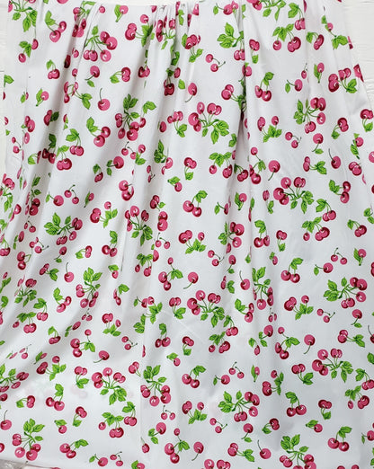cotton fabric, Cherris print, yummy  cherries ,on white  fabric, 100% cotton  fabric, color multicolor, 58" wide, sold by yard