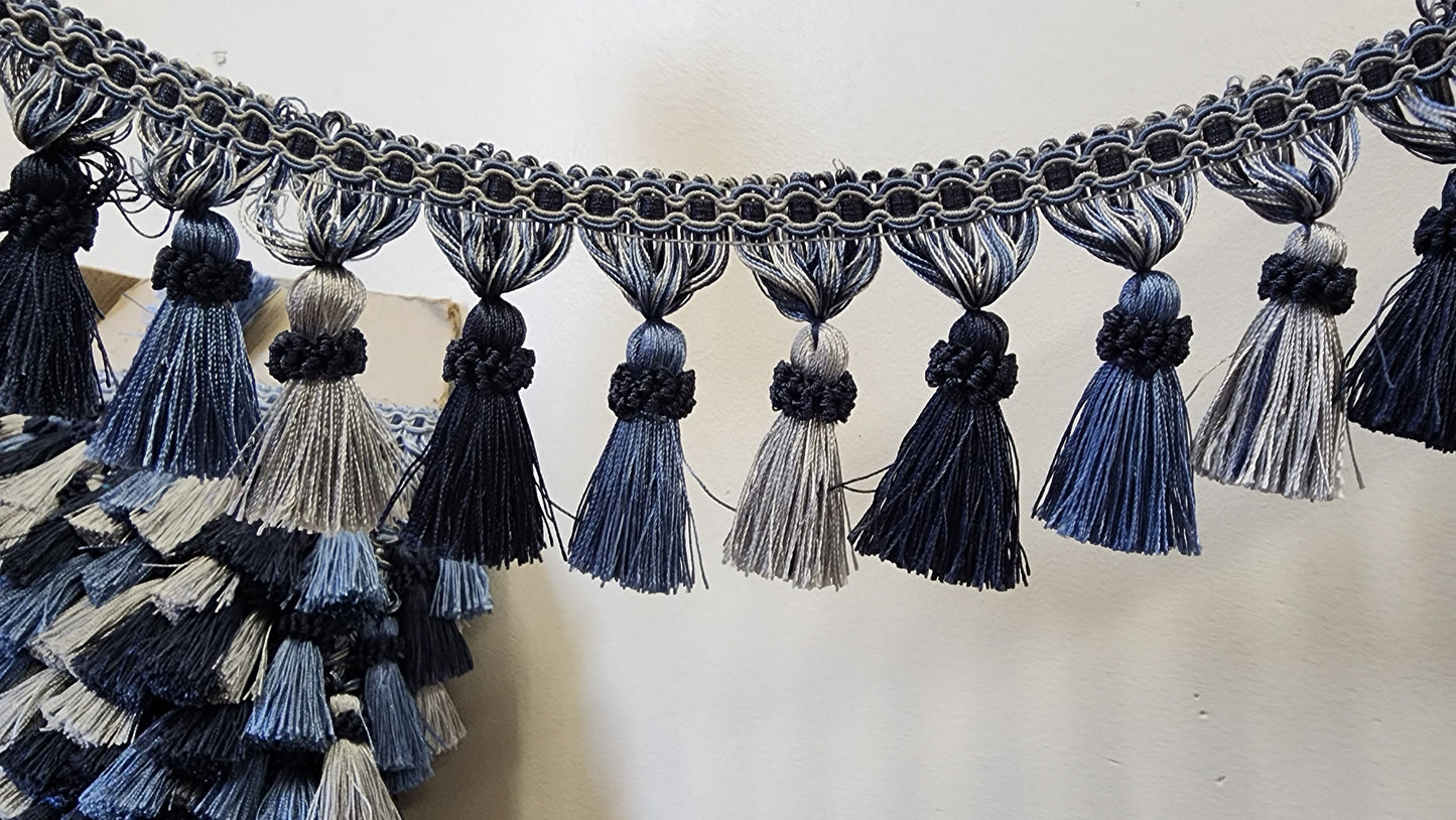 Curtain Fringes Bullion , Beaded Tassel Fringe Trim Multicolor 3.5" L. , Sold by Yard