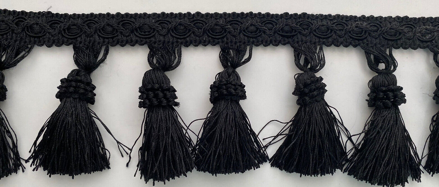 Black 3.75" Tassel Fringe Trim By The Yard  Trimming Handwork DIY Craft Sewing Accessory Lace for Decoration