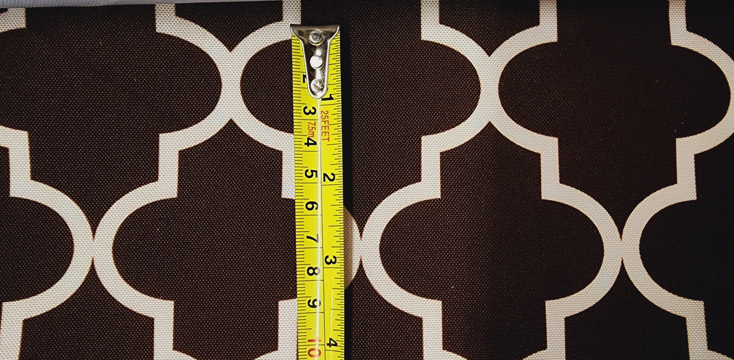 Outdoor Waterproof Upholstery Moroccan White on Black Canvas fabric 60" Wide