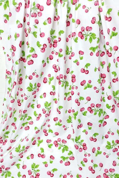 cotton fabric, Cherris print, yummy  cherries ,on white  fabric, 100% cotton  fabric, color multicolor, 58" wide, sold by yard