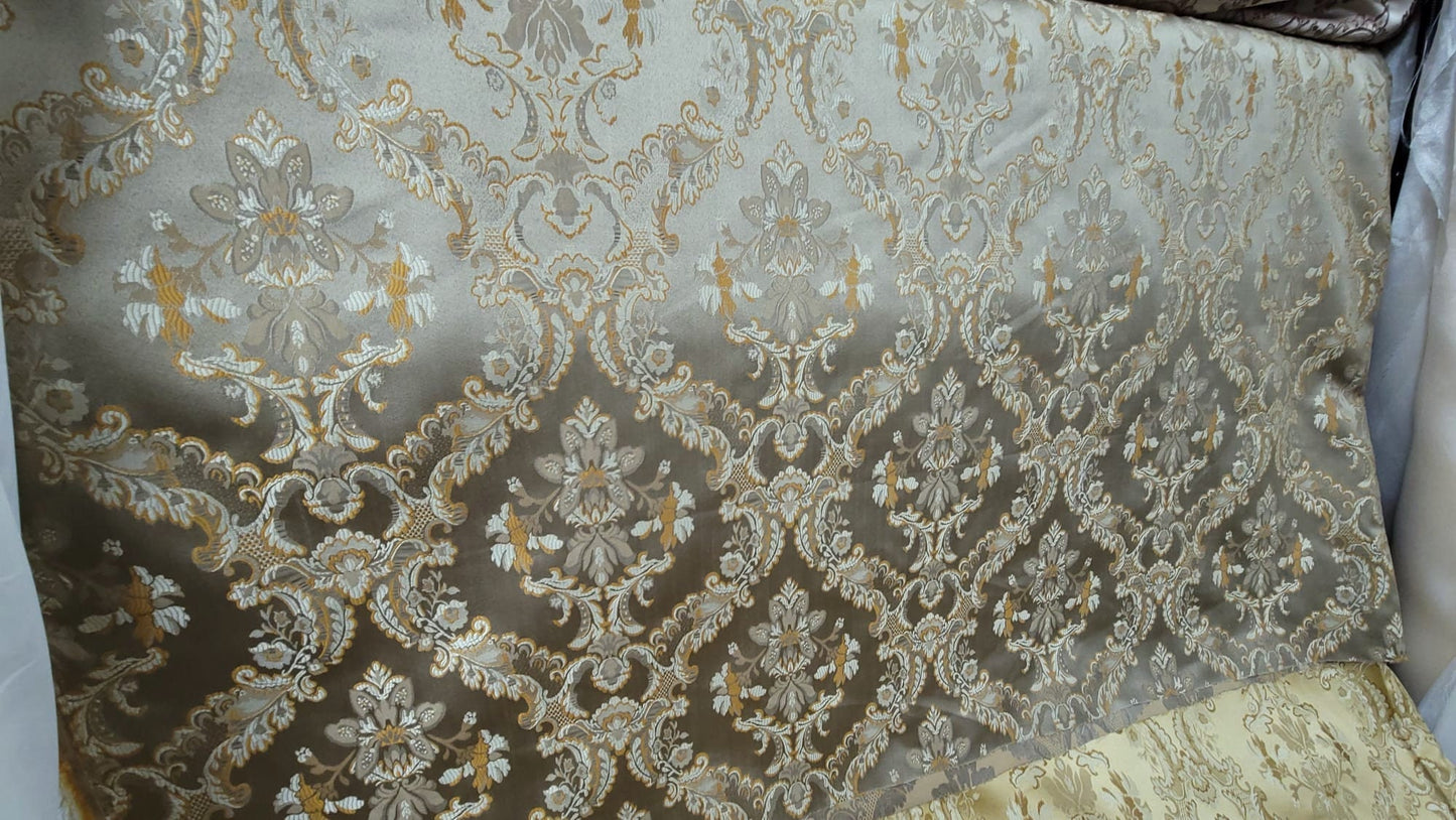 Damask Jacquard Brocade, victorya Classic Fabric 110" Wide, Color Sage, Sold by Yard