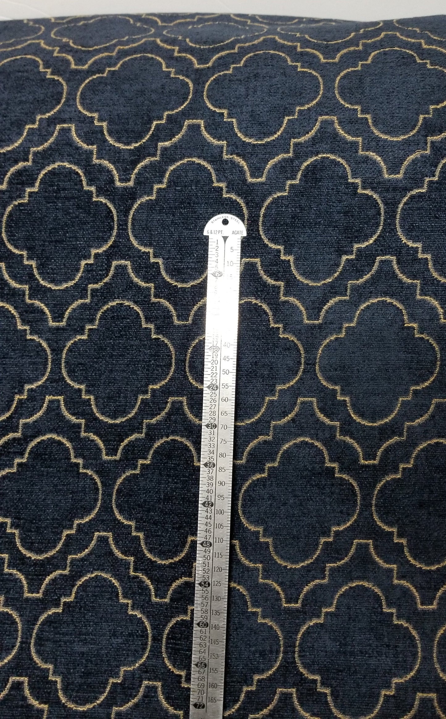 Chenille Diamond UPHOLSTERY Fabric Jacquard Damask, Color Blue/Gold,  58" wide , sold by yard in continuous yards