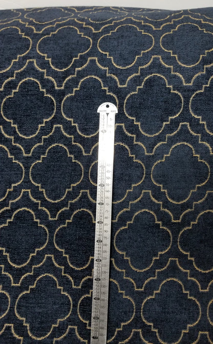 Chenille Diamond UPHOLSTERY Fabric Jacquard Damask, Color Blue/Gold,  58" wide , sold by yard in continuous yards