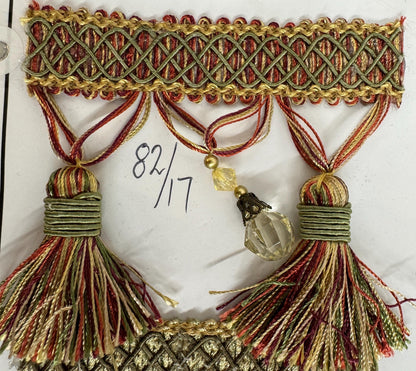 3.5” Tear Drop Beaded Trim Fringe Gimp Top Sold By The Yard Taupe / Clear Ivory Tassel Trim Fringe Fabric  for Decoration