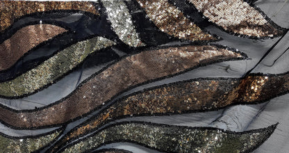 Mini Sequins,Glitters Multi Color Sequins , on BLACK Mesh Fabric by the Yard, 54" wide