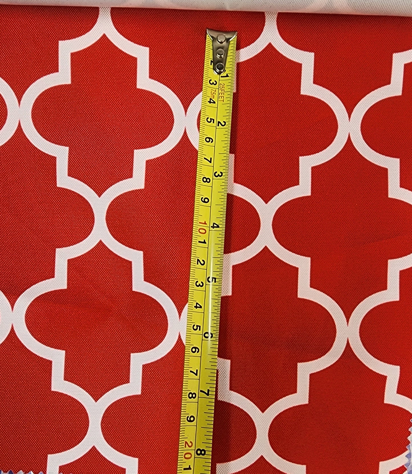 Outdoor Waterproof Upholstery Moroccan White on Red Canvas fabric 60" Wide