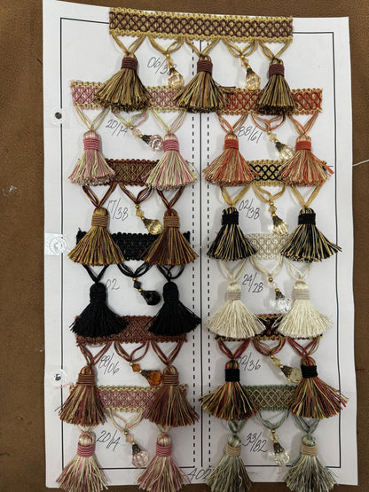 3.5” Tear Drop Beaded Trim Fringe Gimp Top Sold By The Yard Taupe / Clear Ivory Tassel Trim Fringe Fabric  for Decoration