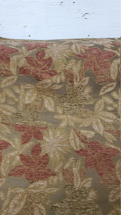 Chenille BAROQUE UPHOLSTERY Fabric Jacquard Floral, 58" wide ,color Sage green/Brick, sold by yard in continuous yards