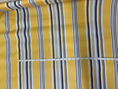 Waterproof Outdoor Canvas Patio Fabric, Multi Striped , Color: White, grey, Yellow Blue, 58 " wide, sold by yard