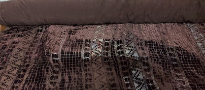 Geometric Laser Cut Abstract Burnout Luxury Brocade Velvet, brown color,  fabric 50" wide sold by yard