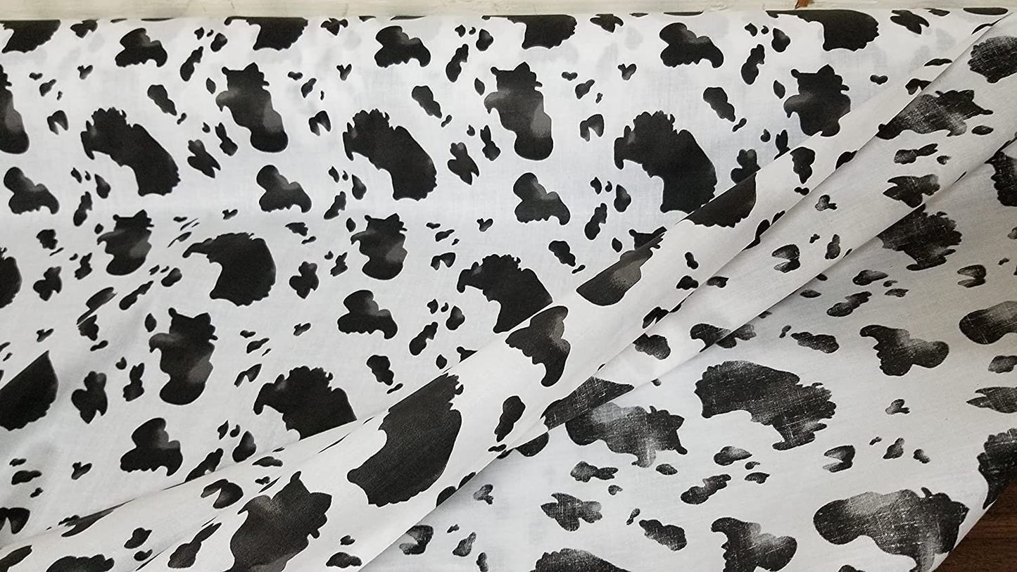 ad poly cotton White/Brown Cow Poly Cotton 58 Inch Fabric Sold by The Yard