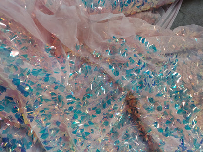 ad Square Dazzle Dangling & Mesh Sequin Fabric Width 52'' sold by yard