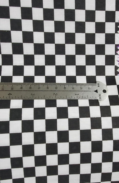 Checkered Black/White, Print Poly Cotton Fabric by The Yard, 60” Wide, 0.5", 1", 2"
