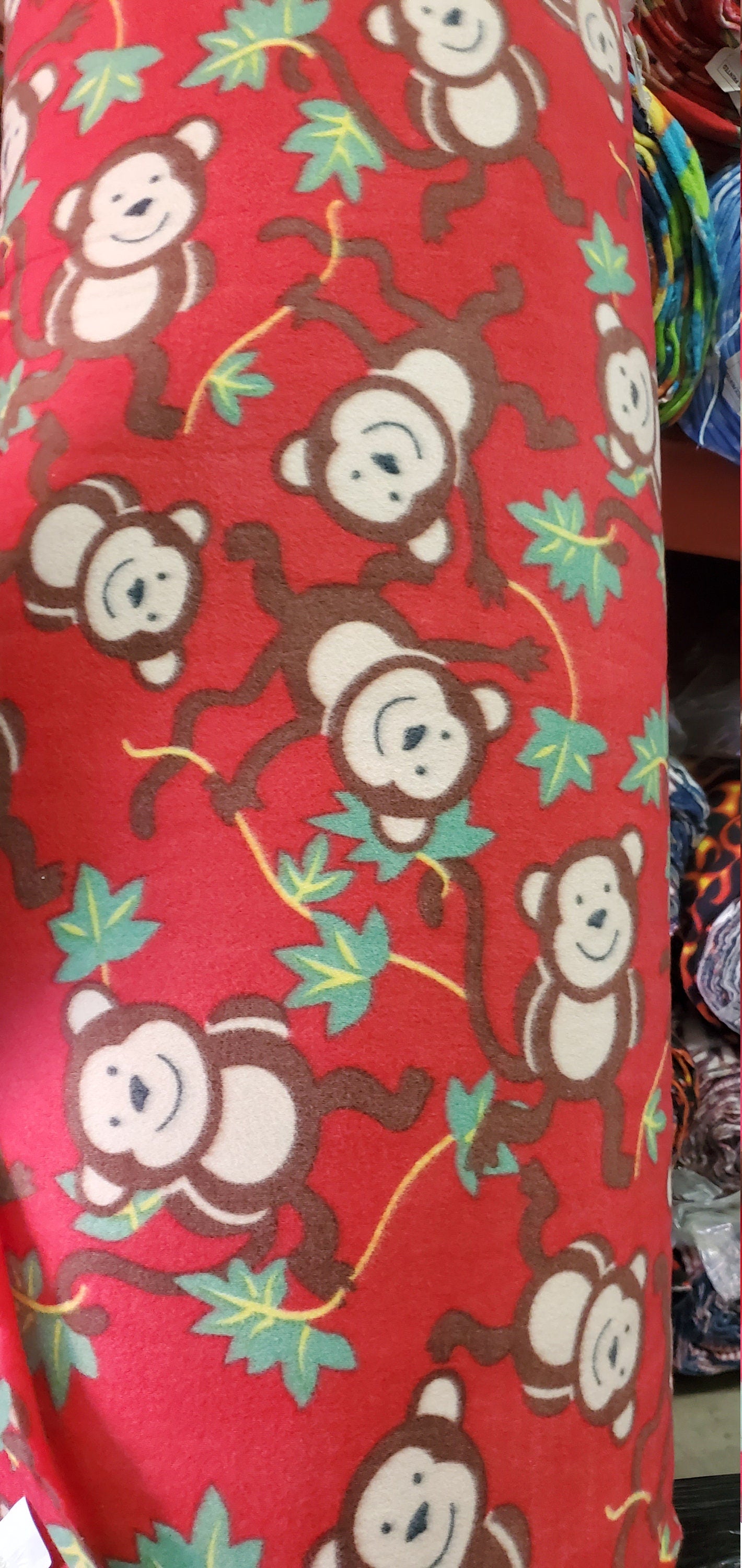 Fleece Fabric MonkeyRed  print Fleece Polar By The Yard 60" Wide