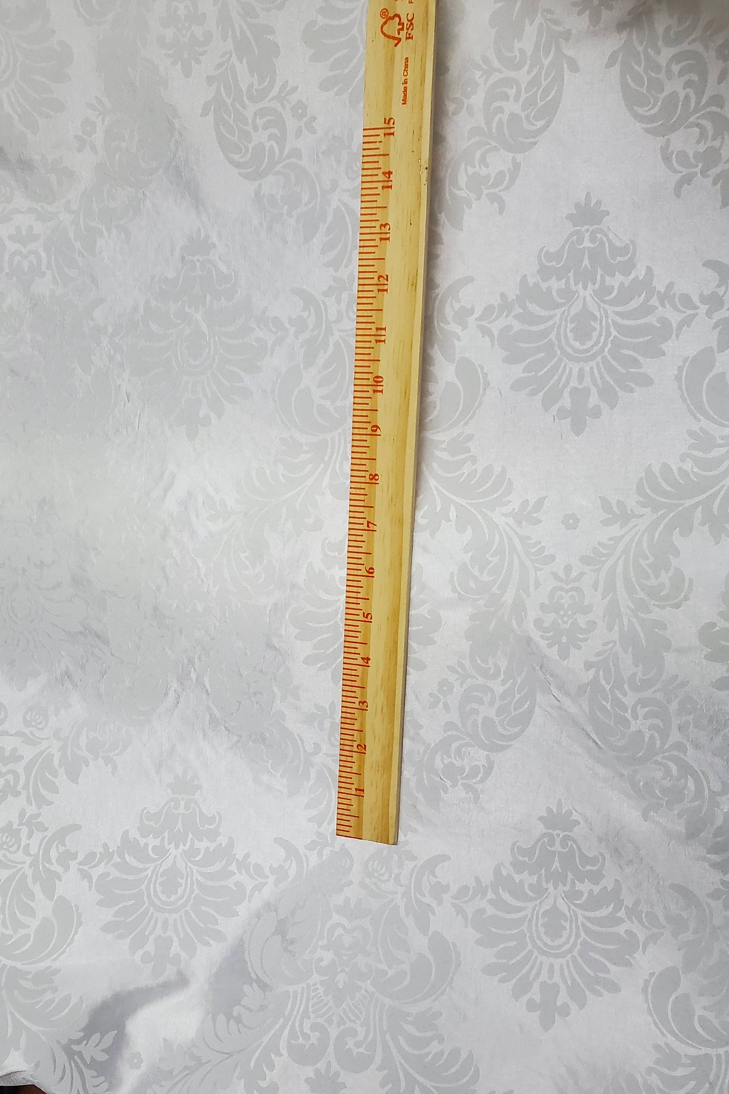 Taffeta Damask , White/White velvet Flocking Damask fabric per yard 60" wide ,Fabric by the Yard