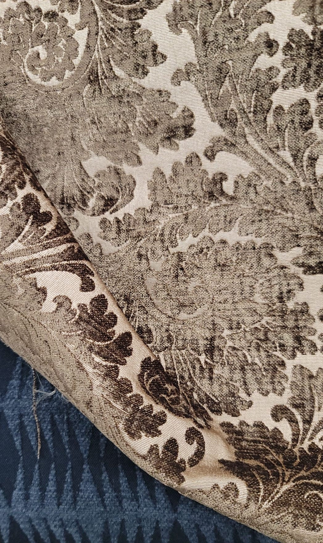 Tapestry chenille fabric Floral Leaf, upholstery fabric, Brown - 56" width - sold by yard in continuous yards