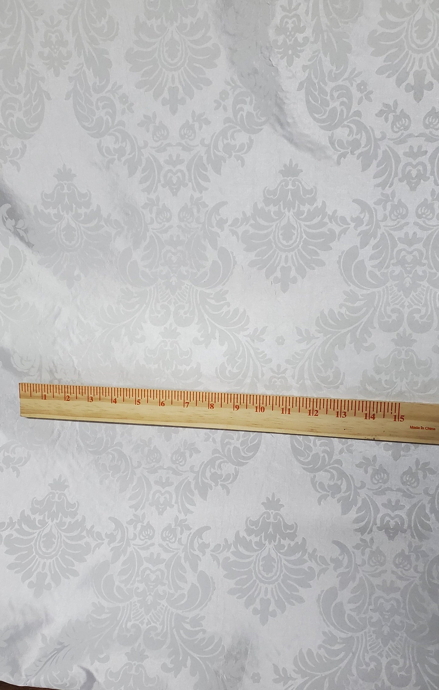 Taffeta Damask , White/White velvet Flocking Damask fabric per yard 60" wide ,Fabric by the Yard