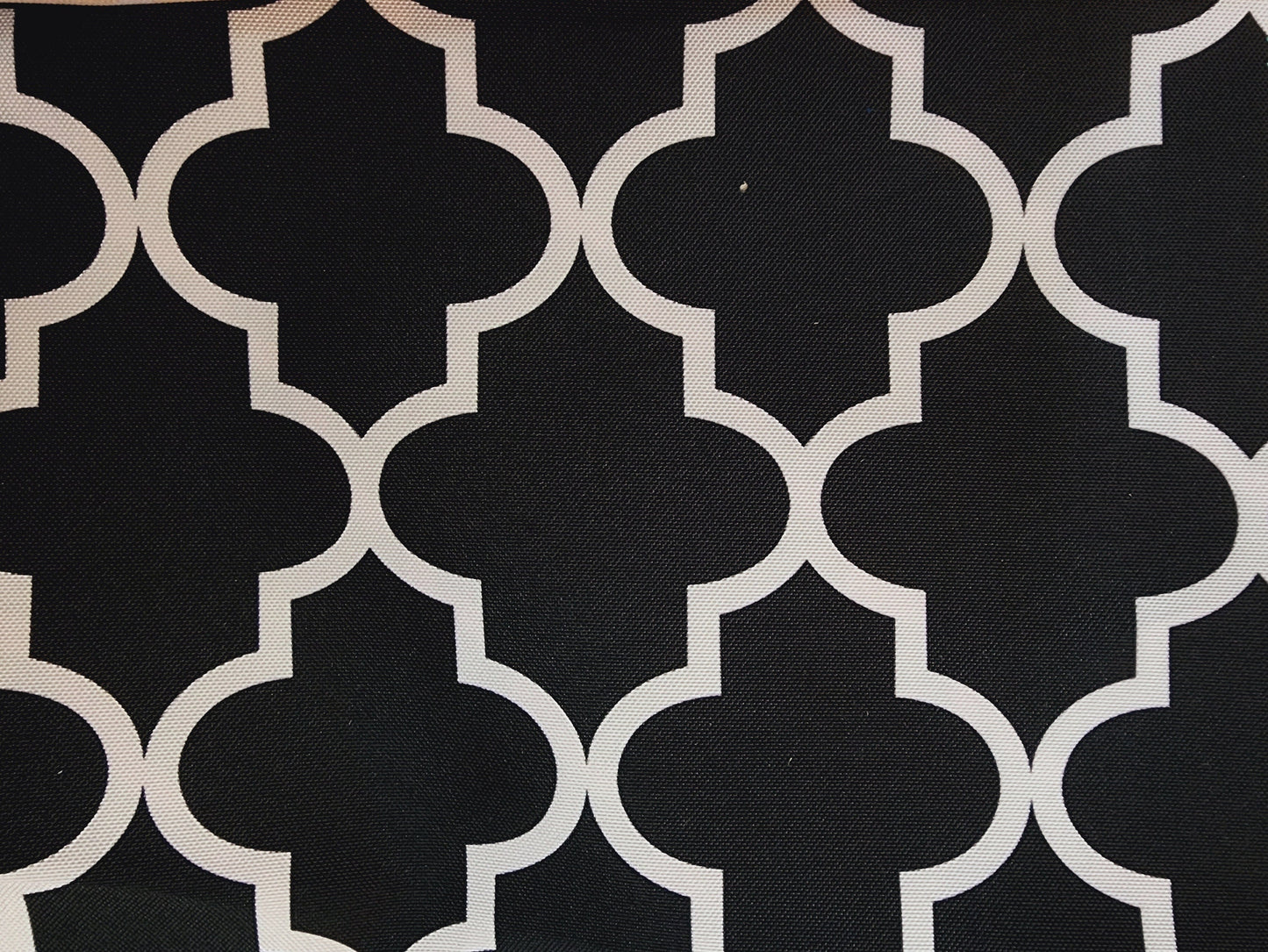 Outdoor Waterproof Upholstery Moroccan White on Black Canvas fabric 60" Wide
