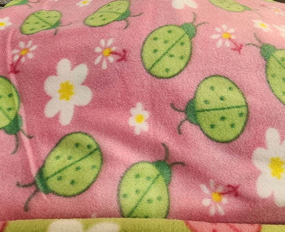 Lime Lady Bug   Anti pill, Fleece Fabric floral print  Fleece Polar By The Yard 60" Wide