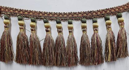 Curtain Fringes Bullion , Beaded Tassel Fringe Trim Multicolor 5" L. , Sold by Yard
