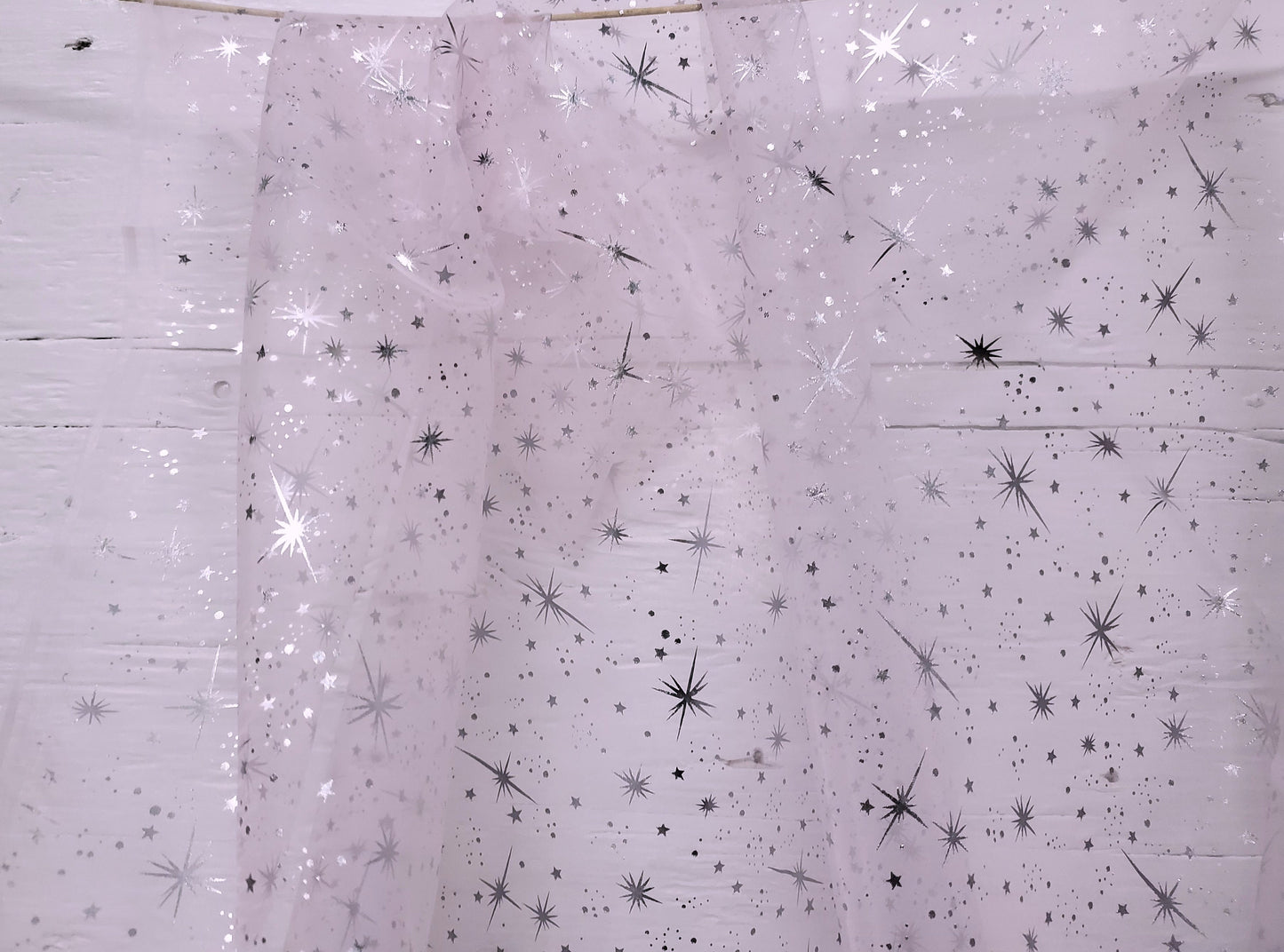 Starburst Ligth pink Foil on White Sheer Organza Fabric by The Yard  58 Inch Wide Fabric by The Yard