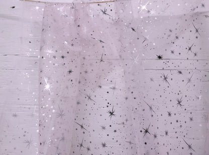 Starburst Ligth pink Foil on White Sheer Organza Fabric by The Yard  58 Inch Wide Fabric by The Yard