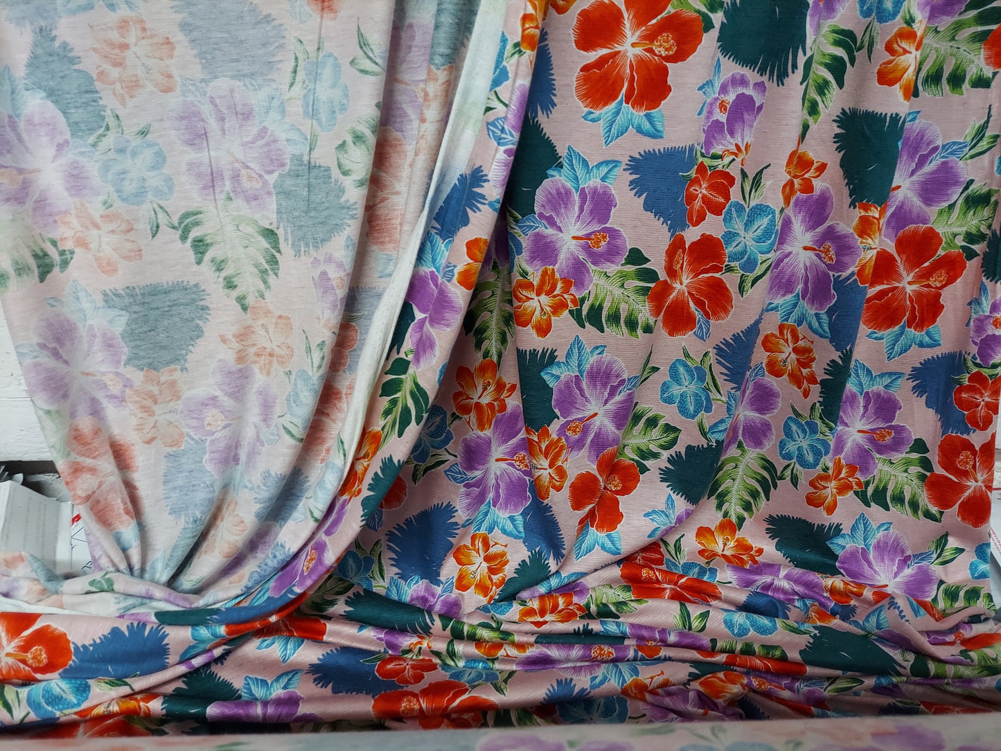 ad Rayon/linen fabric new floral print 58/60 sold by yard
