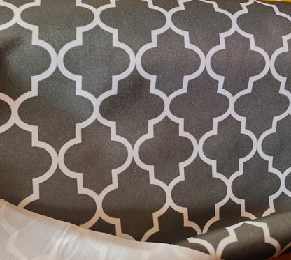 Outdoor Waterproof Upholstery Moroccan White on Grey Canvas fabric 60" Wide