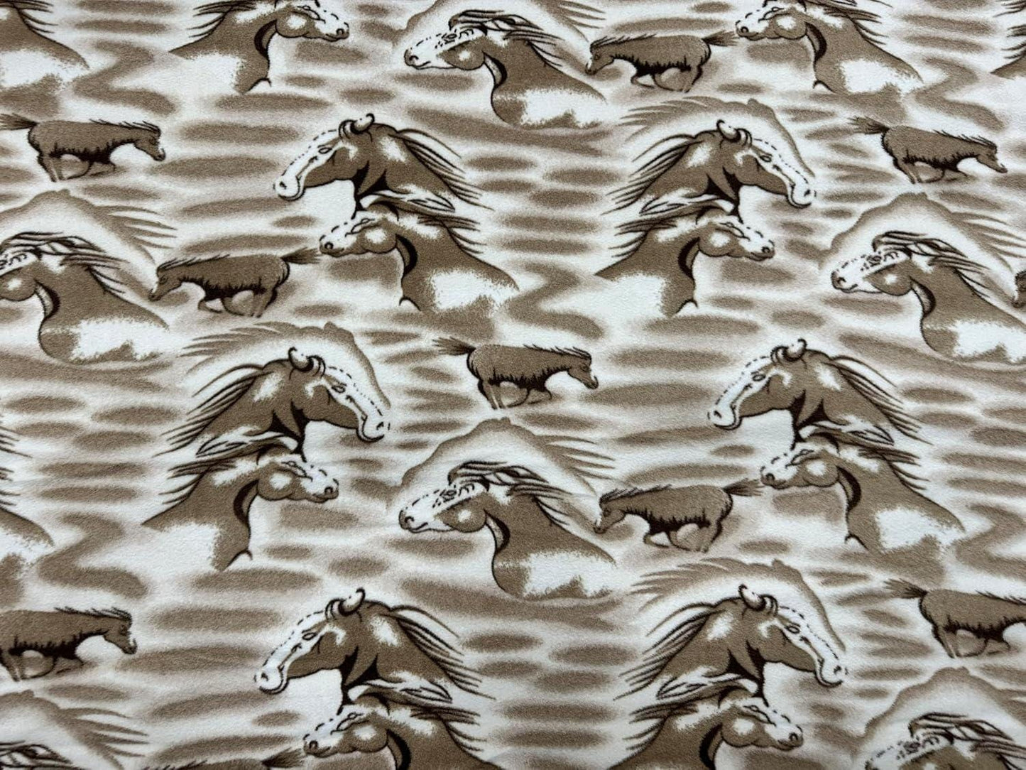 Polar fleece brown horses Fabric 58 inches wide-Sold by The Yard