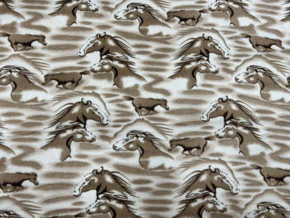Polar fleece brown horses Fabric 58 inches wide-Sold by The Yard
