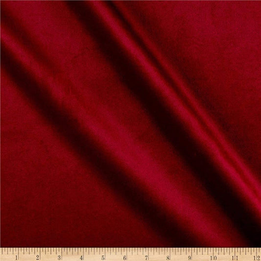 Micro Velvet , Christmas red color, Fabric,Drapery, Upholstery Luxury Fabric, 60" Wide, Sold by The Yard