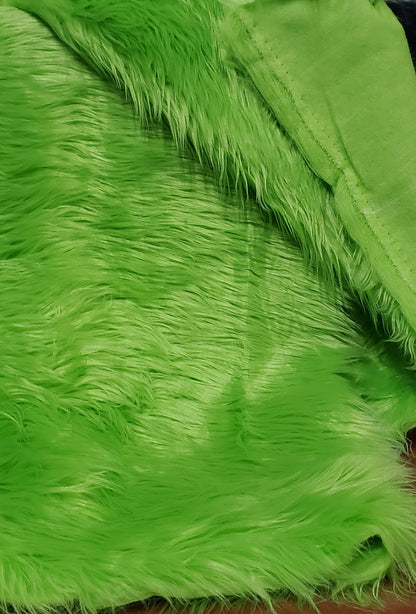 Luxury Long Pile Faux Shaggy Fur Fabric - Sold By The Yard - 60" wide, color lime