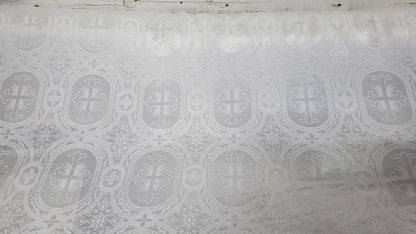 Liturgical Brocade,Church Gorgeous Cross acetatebrocade Fabric Cross Brocade off White Matte 60" Wide